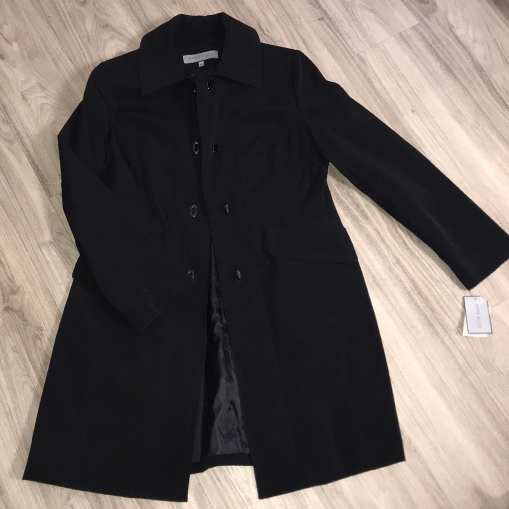 Anne Klein Lined Black Trench Coat